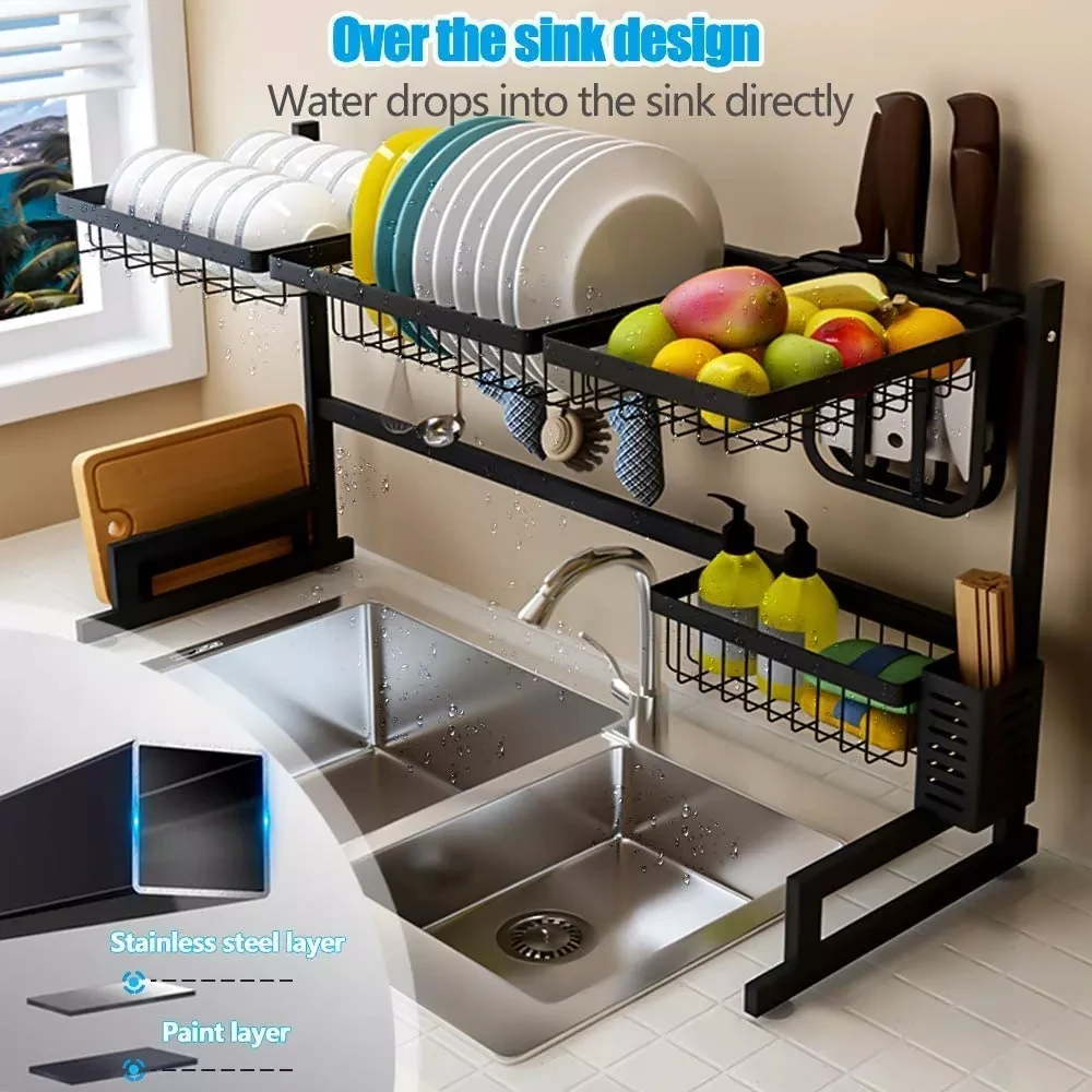 Over The Sink Dish Drying Kitchen Rack Organizer