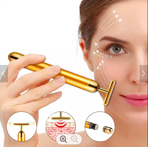 Hot Sale 24k Yellow Gold Facial Vibrating Massager Face Roller